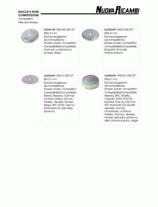 Специфікація Competition filters and shower filters