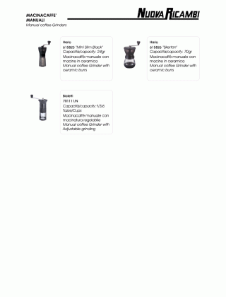 Специфікація Manual coffee grinders