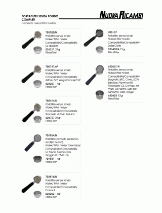 Специфікація Complete naked filter holders