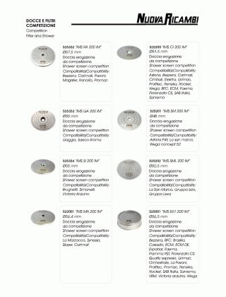 Специфікація Competition filters and shower filters