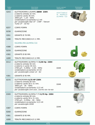 Специфікація Elettropompe 475