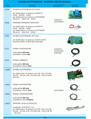 Специфікація Fabbricatori ghiaccio 229