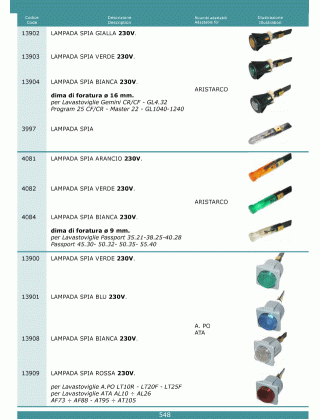 Специфікація Lampade spia 548