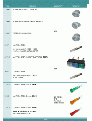 Специфікація Lampade spia 549