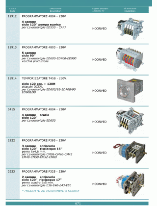Специфікація Programmatori timer 671